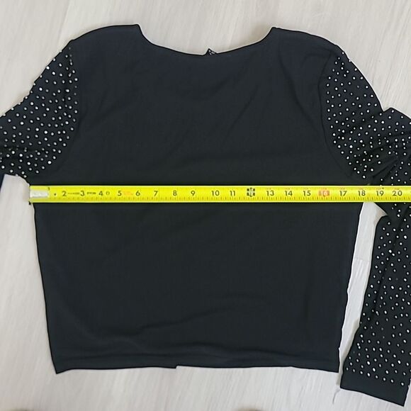 Haute Monde Rhinestone Lined Mesh Night Out Top Stretchy long sleeve size XL - Picture 8 of 8